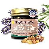 moomade Organic Beef Tallow Balm with Frankincense, Lavender, & Rosehip Oil, 1 oz – Hand Made in USA Tallow Moisturizer for Dry, Sensitive Skin, Rosacea, Eczema | Natural Hydration for Face & Body