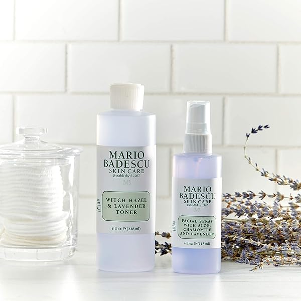 MARIO BADESCU ALCOHOL FREE WITCH HAZEL AND LAVENDER FACIAL TONER FOR AGING SKIN, INFUSED WITH ALOE VERA, FACE TONER FOR COMBINATION OR DRY SKIN, 8 FL OZ