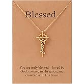 Lcherry Faith Necklace Cross Crown Necklace for Women Religious Jewelry Christian Baptisms Gifts for Women