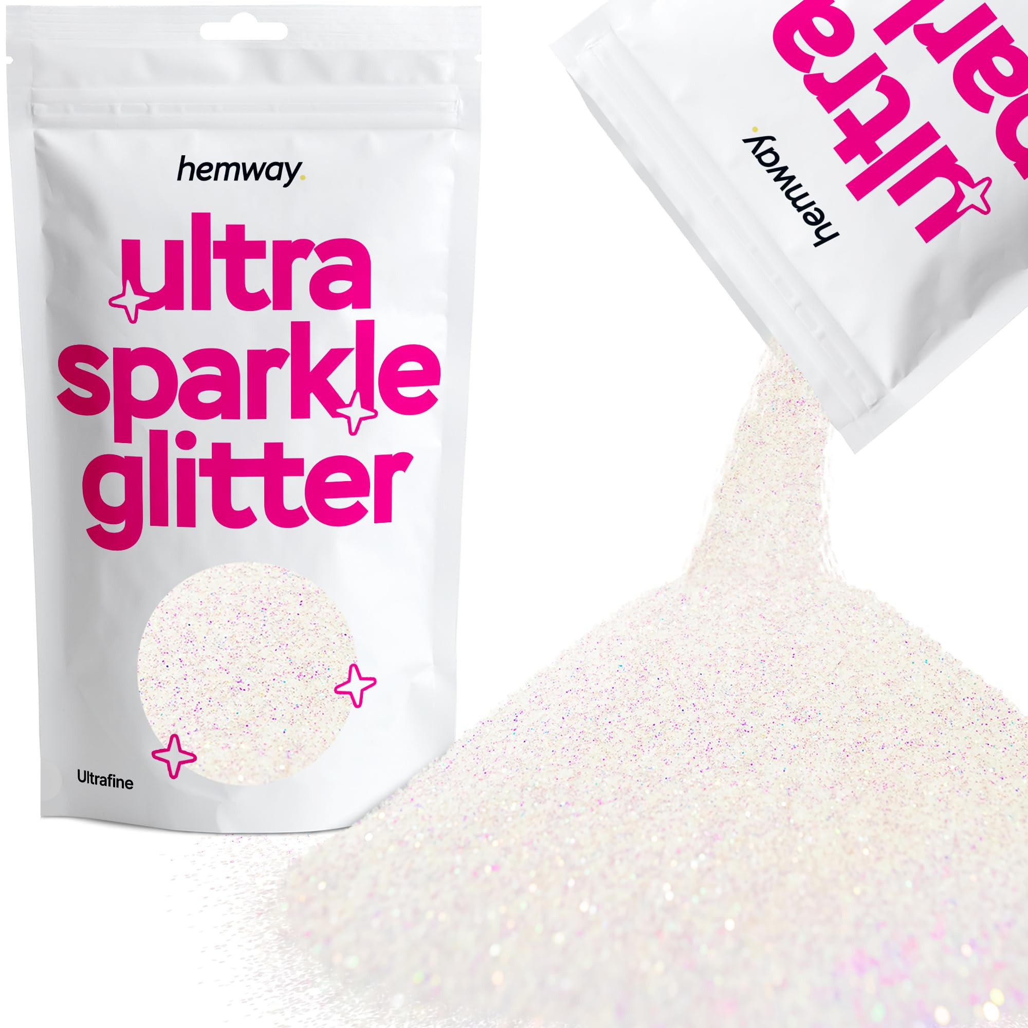 Hemway Ultra Sparkle Glitter Mother of Pearl Iridescent 100g Ultrafine | Glitter for Arts & Craft, Makeup, Nail Art, Crafting, Card Making, Sparkle Decoration
