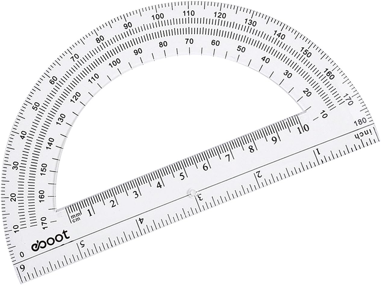 Plastic Protractor Math Protractors 180 Degrees, 6 Inch, Clear, Pack of 2 : Office Products