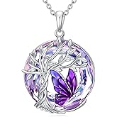 TOUPOP Butterfly Necklace for Women 925 Sterling Silver Tree of Life Butterflies Dragonfly Hummingbird Pendant Necklaces Crystal Jewelry Anniversary Christmas Birthday Gift for Her