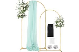 WellSign Wedding Arch Backdrop Stand 7.2FT, 6FT Set of 2, Gold Metal Balloon Arch kit Stand for Gender Reveal Ceremony Birthday Anniversary Bridal Graduation Party Event Decoration