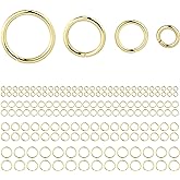 Alexcraft 14k Gold Plated Jump Rings 900PCS 4/6/8/10 mm Gold Jump Rings Strong Open Ring Bulk for Necklace Bracelet Earrings Jewelry Making