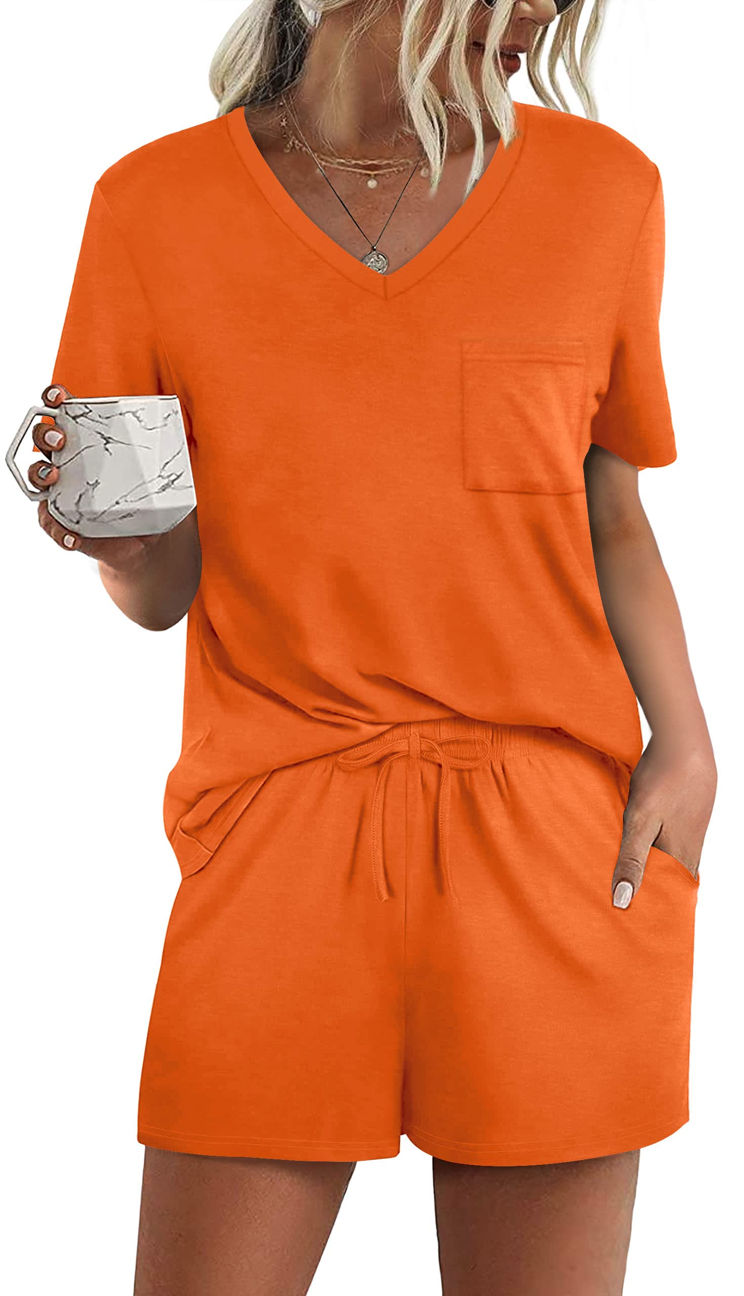 RUBZOOF Pajamas for Women Short Sleeve Casual