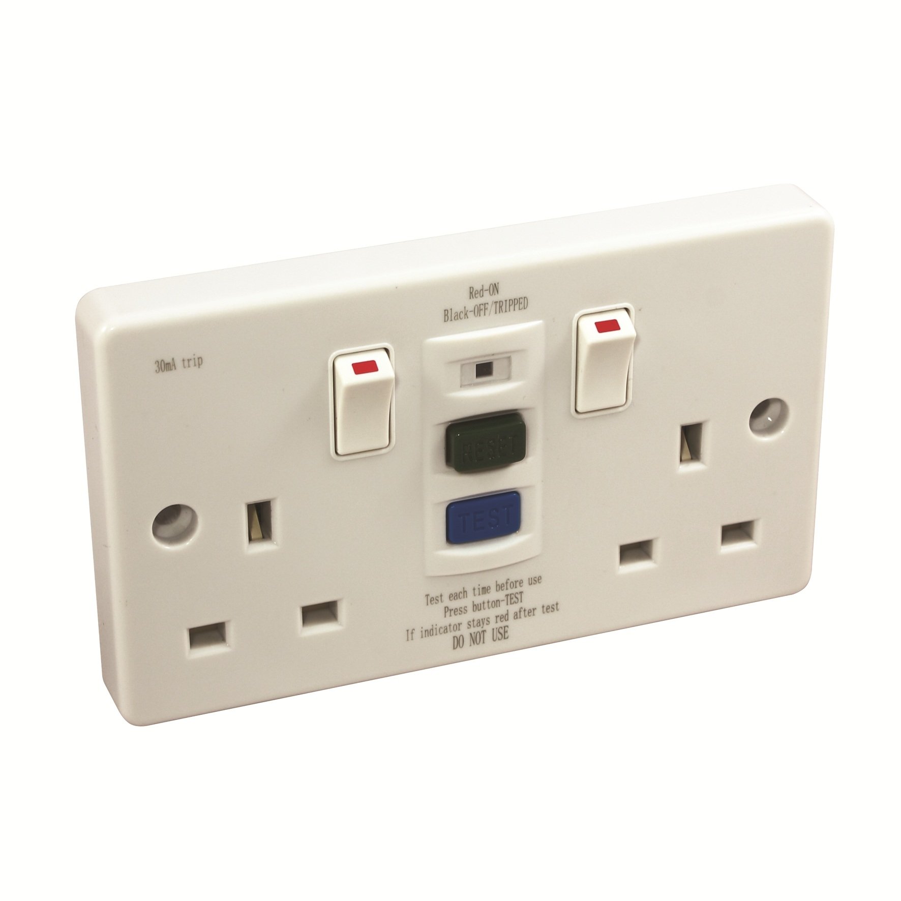 2 Gang RCD Socket Double Twin White 13 AMP