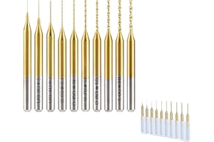 HUHAO 10pcs Micro Drill Bits Set, 0.2mm-1.1mm, 1/8" Shank Spiral Flute CNC Router Bits PCB Mini Drill Bits for Circuit Board Stone Jewelry CNC Engraving