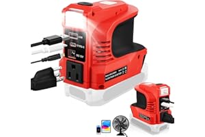 JJXNDO 180W Power Inverter for Craftsman 20V, DC 20V to AC 110-120V Battery Inverter, 20 Volt Battery Powered Portable Power Source Supply Charger Adapter with USB&Type-C&AC Outlet&LED Light
