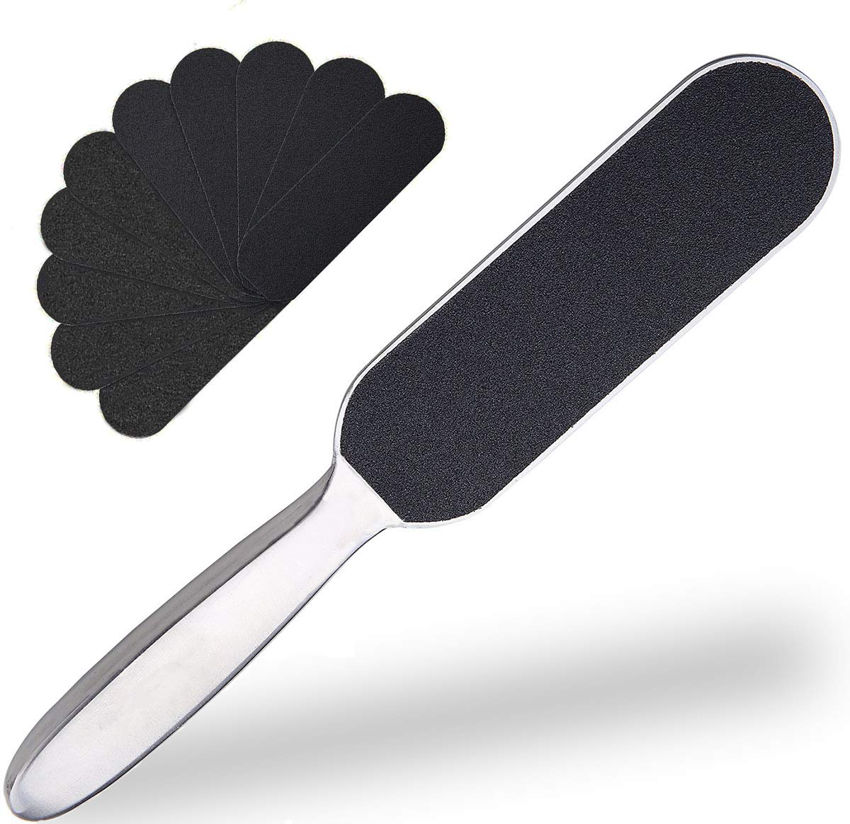 Colossal Rasp Foot File and Callus Remover With Replaceable Paddle, Metal Foot Care Pedicure to Remove Hard Skin, Coarse/Fine Double Side Reusable Pads, Premium Grade Stainless Steel Feet Scrubber : Beauty