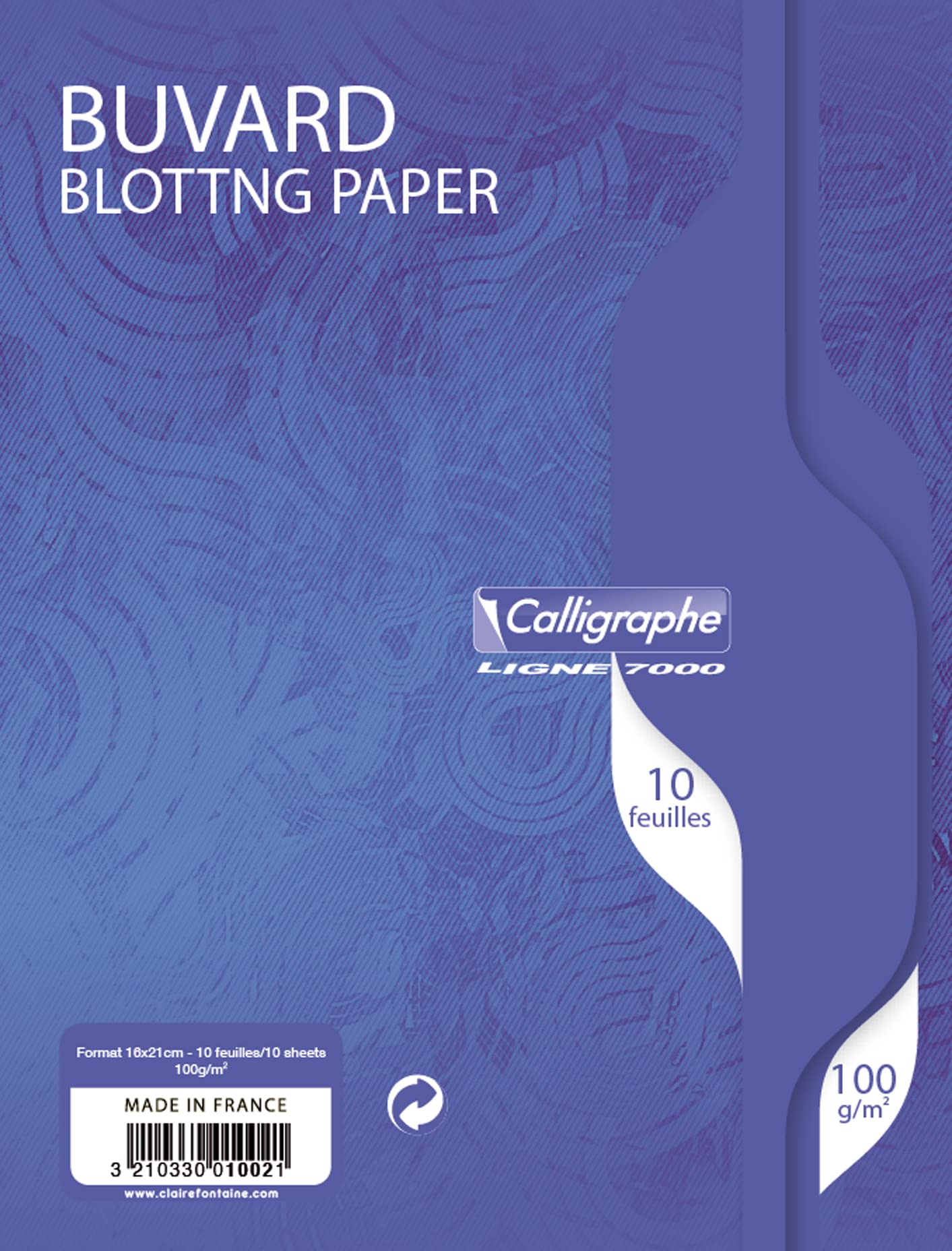 Calligraphe 1002C - A Bag of 10 White Blotting Paper in a Notebook (a Clairefontaine Brand) - Dimensions: 16 x 21 cm - 100 gsm Paper - Wrapped in Film