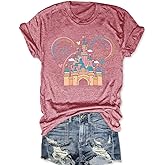 onivison Magical Shirt for Women Magic Kingdom Castle Tshirt Women Casual Vacation Holiday Short Sleeve Tee Top