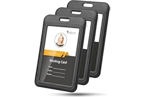 Teskyer 3 Pack Sliding ID Badge Holder, Hard Plastic ID Card Holder with Clear ID Window for Office School Nurse Work Badge, 