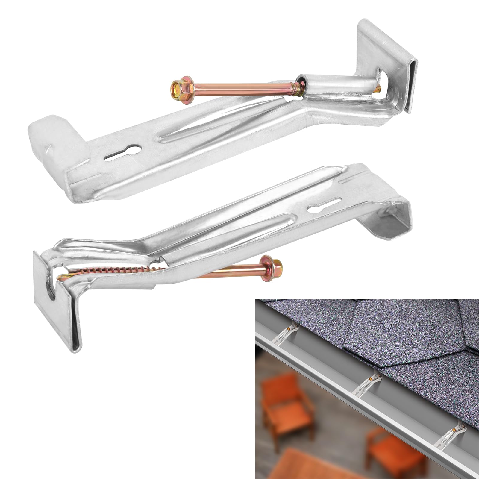 Photo 1 of 50 Pack Gutter Hangers, Gutter Hangers 5 Inch, Rain Gutter Hangers, Heavy Duty Gutter Hangers with a Pre Inserted Rust Resistant Screw, Hidden Gutter Hangers for 5" K Style Aluminum Gutters