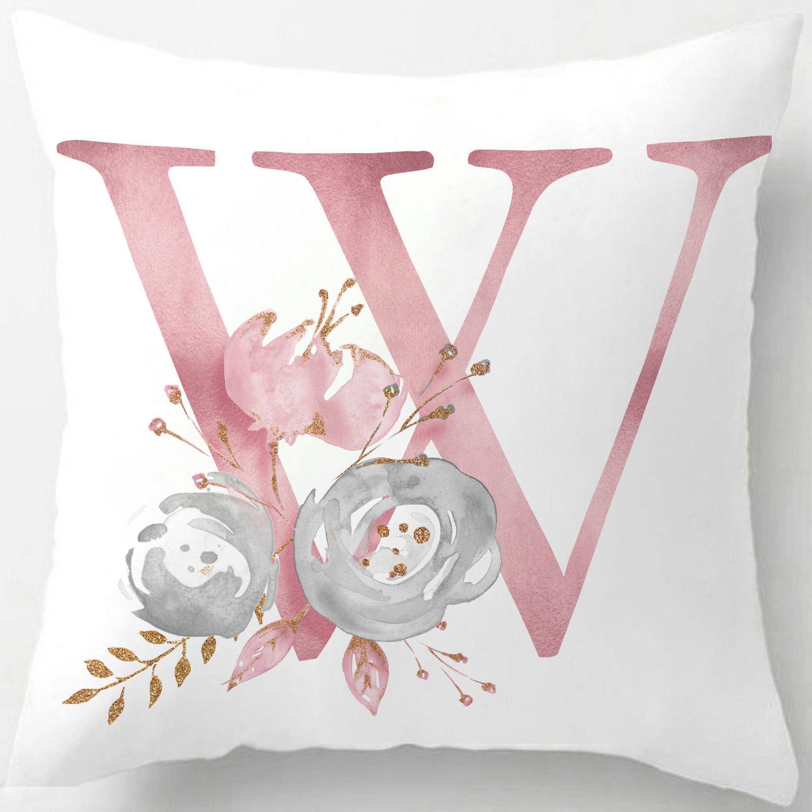 Tillskuch Pink Cushion Covers Cute Alphabet Decorative Throw Pillow Cover Square Letter Pillow Protectors for Sofa Couch Bedroom Chair Home Decor 45cm x 45cm(W)