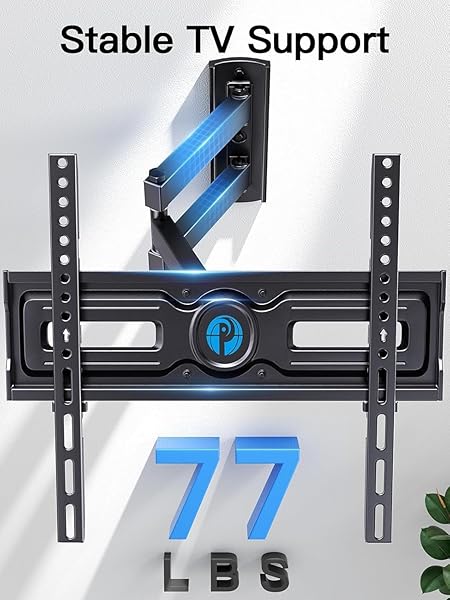 PIPISHELL FULL MOTION TV WALL MOUNT FOR MOST 26-65 INCH FLAT & CURVED TVS UP TO 77 LBS, ADJUSTABLE BRACKET HEIGHT, CORNER TV MOUNT WITH SINGLE ARTICULATING ARM, MAX VESA 400X400MM, PIMF9