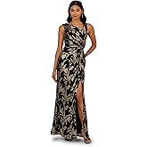 Adrianna Papell Womens Crinkle Metallic Mesh Gown
