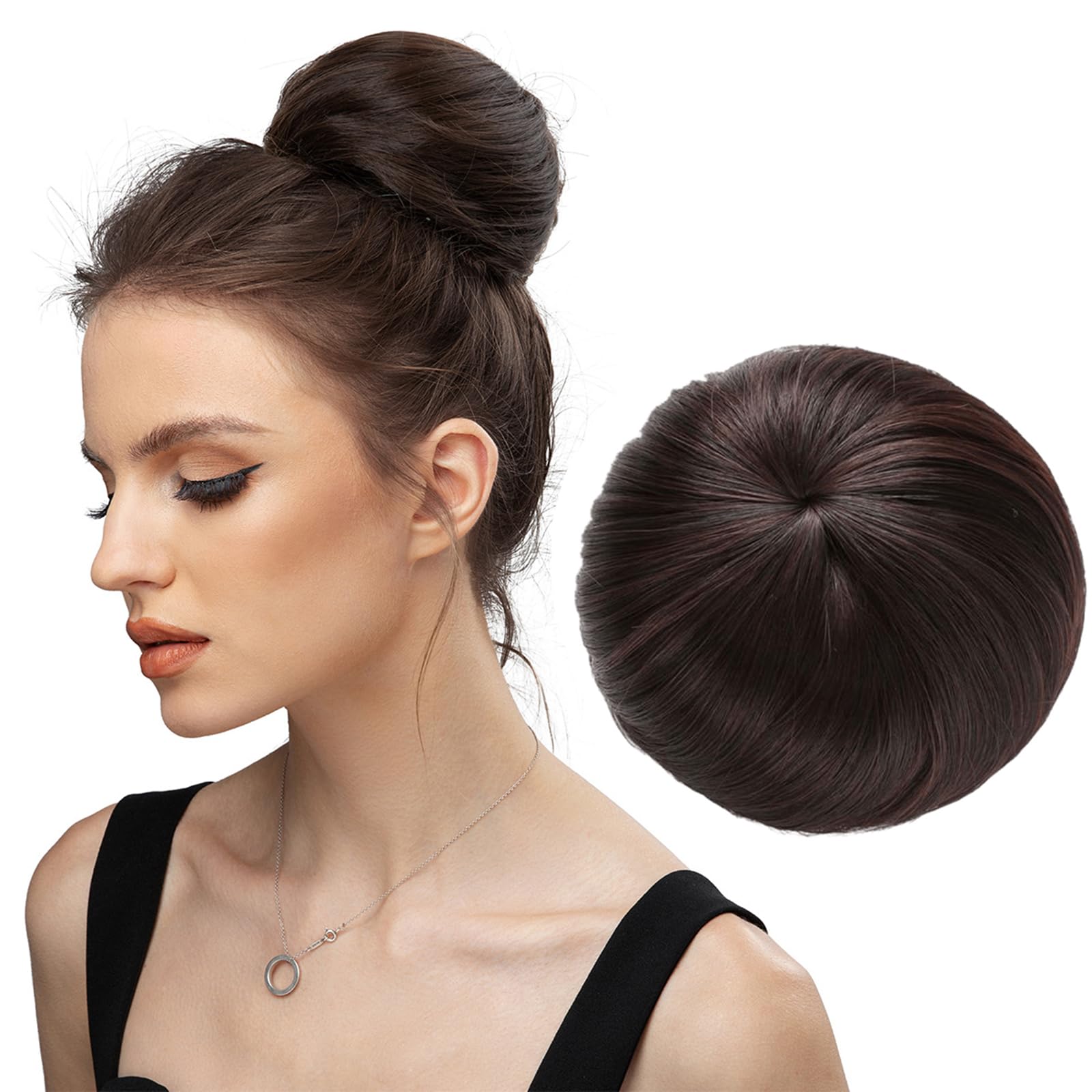 Traziewell Brown Hair Extensions Hair Piece Drawstring Bun Hair Scrunchie Tousled Updo Chignon Hairpiece Extension Hair Pieces for Women, 0321