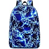 mezhsa Boy School Backpack Elementary Middle Lightning Bookbag Laptop Teenager Waterproof Lightweight 17 Inches (1-Blue)