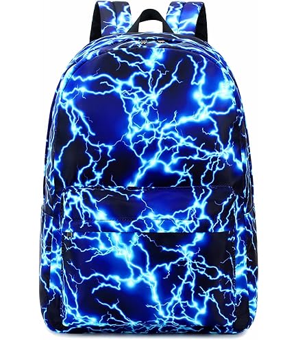 Blue Electric Lightning Backpack 3rd 4th 5th Grade School Bookbag Travel Laptop Daypack Bag Purse for Boys Girls Teens : Electronics