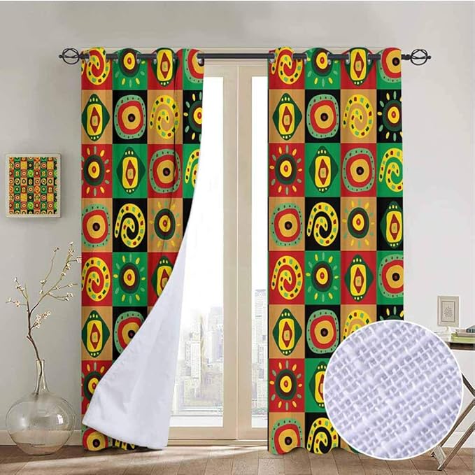 vanfanhome - Cortina de Microfibra para Ventana, 3 Capas, diseño Tribal