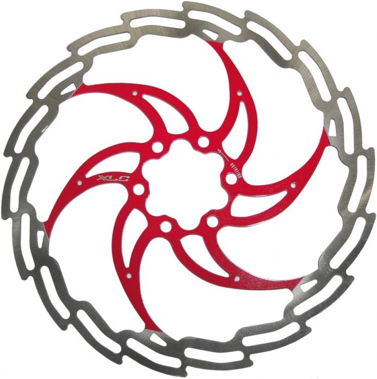 XLC Unisex's BR-X02 Brake Disc, Silver/red, 180mm, Silver / red