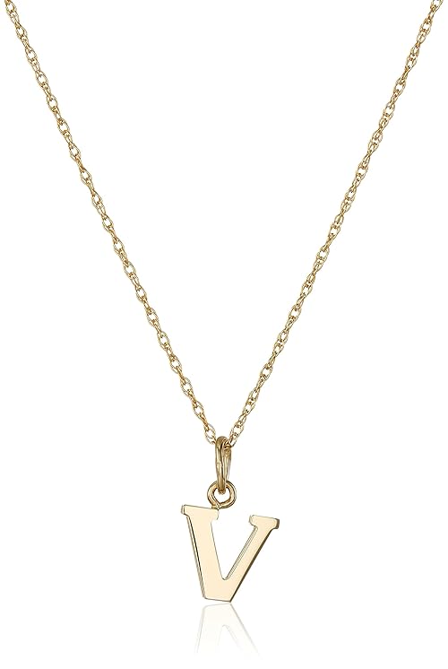 Amazon Essentials womens Yellow 14K Gold-Filled Letter "V" Charm Pendant Necklace, 18" (previously Amazon Collection)