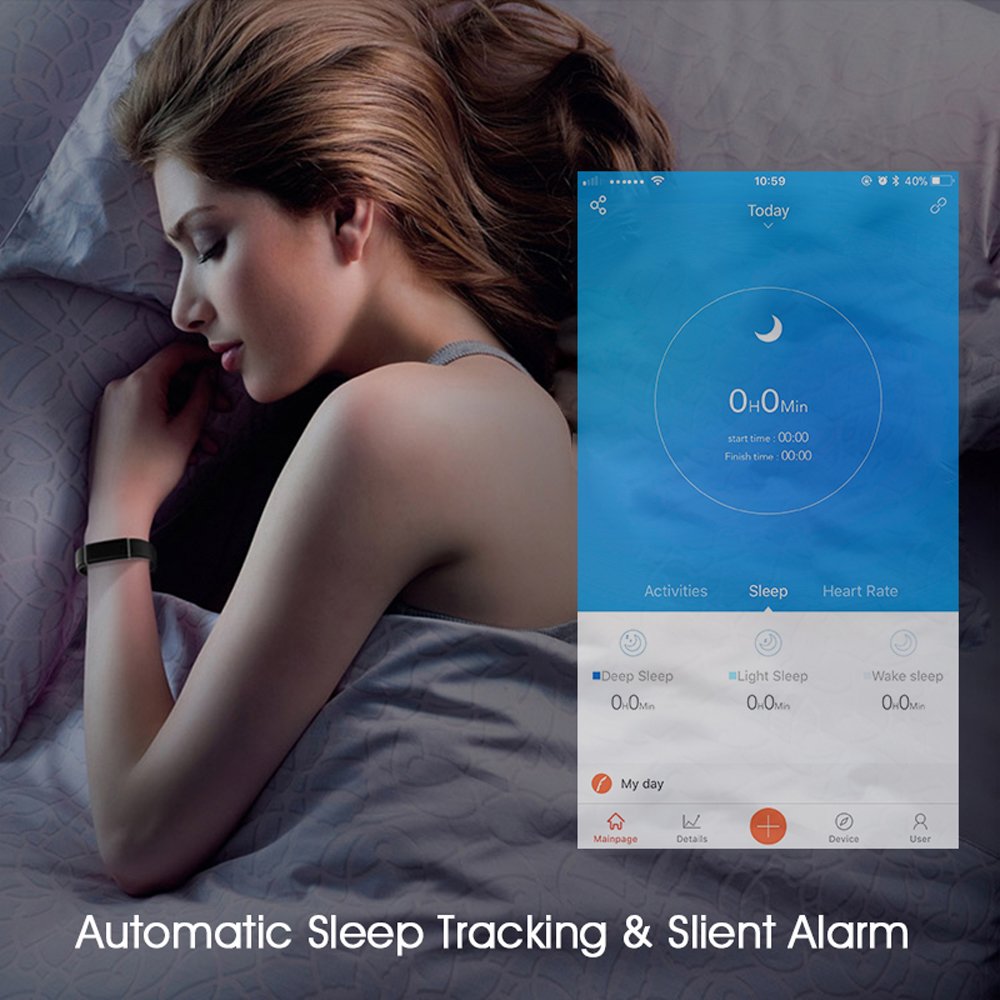 Pulsera de Actividad, Pulsera Inteligente Reloj Deportivo Contador de Calorías Fitness Podómetro Monitor de Frecuencia Cardiaca Monitor de Sueño Impermeable IP68, para Mujer Hombre, iOS y Android