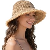 Women's Straw Bucket Sun Hat, Packable Floppy Wide Brim Beach Hat | Adjustable Fit, UV Protection &amp; Shapable Brim, Breathable &amp; Lightweight for Summer Daily Outdoor Use