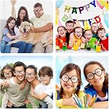 Aomig Wizard Round Glasses Black Frame with Clear Lenses Retro Costume Accessory view 5