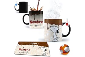 Taza Mágica - Snooopy | Personalizada con su nombre | Regalo Original Cumpleaños (Café)