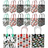 Las Vegas Casino Theme Poker Party Favor Candy Gift Bags Plastic Reusable Goody Bags with Handles, 12 Pack