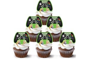 PRETTY CUTE STUDIOS Video Game Controller Cake Toppers, 48 Count - Gamer Cake and Cupcake Decorations for Party Themes - Video Game Cupcake Supplies with Game Controller Design
