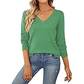 QUALFORT Women's Sweater 100% Cotton Long Sleeve Pullover Sweater Soft Lightweight Knit Tops 2026
