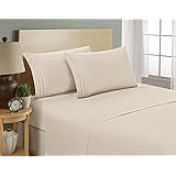 Elegant Comfort 1500 Thread Count Chain Design Egyptian Quality Luxurious Silky Soft Wrinkle & Fade Resistant 4 pc Sheet Set, Deep Pocket Up to 16" - California King Beige