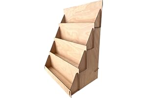 MAROLEN Portable Greeting Card Display Stand - Counter Top Portable Craft Show Display - 4 Tier Greeting Card & Rack Card Display - Coaster Display Rack - Farmers Market Display Tabletop Stand (Natural)