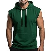 Ohoo Men's Workout Hooded Tank Tops Muscle Cut Off Sleeveless Gym Hoodies