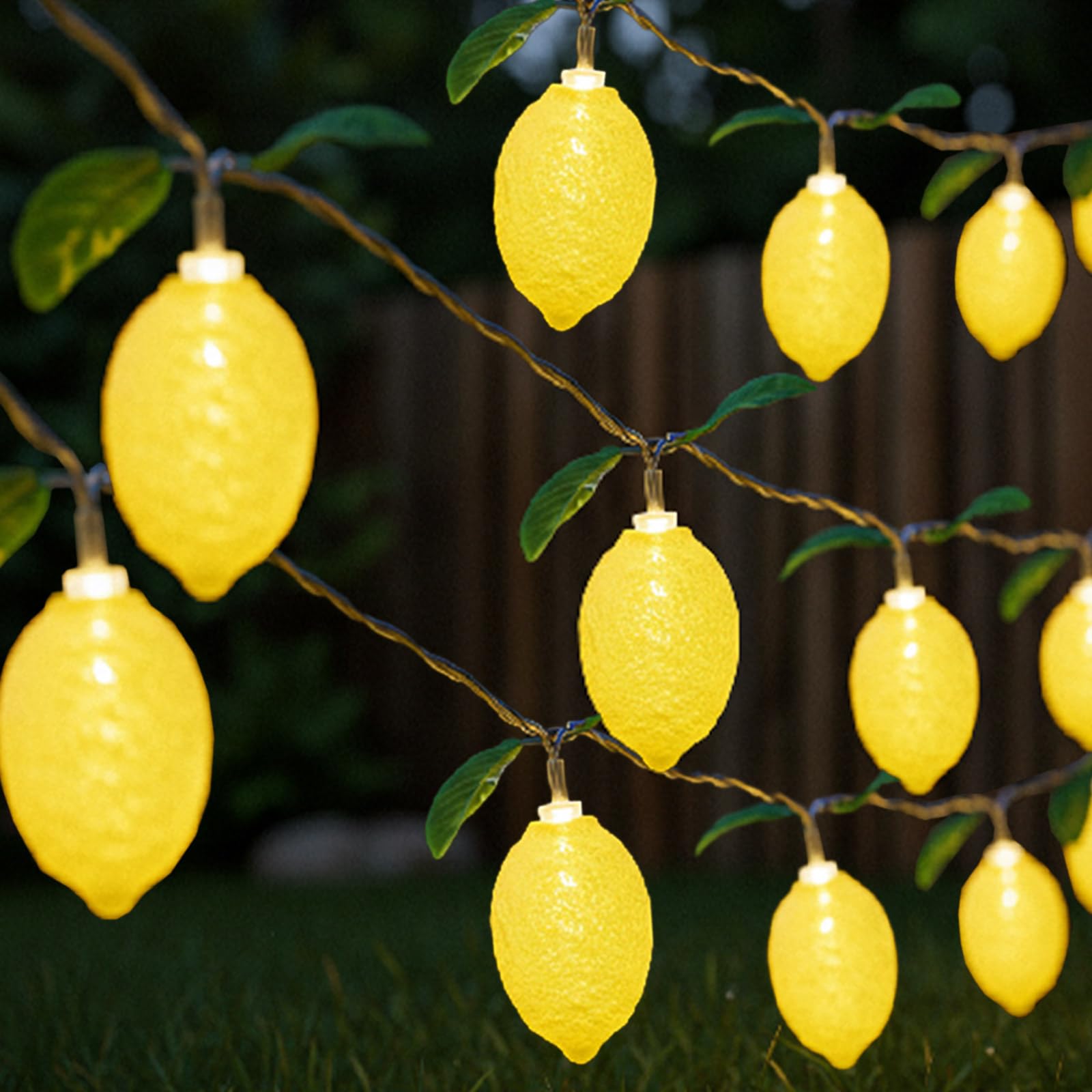 Photo 1 of 1 Pcs Sukkot 3D Etrog LED String Lights Battery Operated Light String 9.8ft 20leds Etrog Light Bulbs with Branches Leaves Fairy Lights Sukkot Decorations for Sukkah Garden Party Decorations