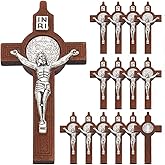 WEBEEDY 15 PCS Wooden Crucifix Christian Wall Cross Hand Carved Wood Holding Hand Crosses Wooden Cross Charm for DIY Necklace Bracelet Jewelry Accessories Easter Gift(Brown,6x3.5cm/2.4x1.4)