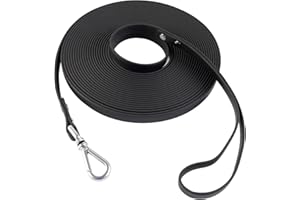 AUMAILI Dog Training Long Leash Waterproof Long Line Heavy Duty Outdoor Recall Lead 10ft 15ft 20ft 30ft 50ft for Small Medium Large Dog (Black, 20FT)