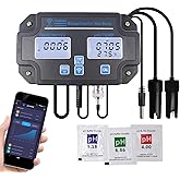 Smart Water Quality Tester 6-in-1 pH/EC/TDS/Salinity/S.G and Temperature Meter with Wi-Fi Continuous Monitor Wall-Mounted pH Water Meter with ATC and Easy Calibration for Aquariums, Hydroponics