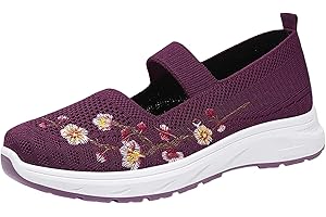 WAJCSHFS Womens Shoes Woven Orthopedic Breathable Soft Shoes Go Walking Sneakers with Arch Support Slip on Foam Shoes Sandals