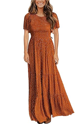 Summer Dresses for Women 2024 Round Neck Vacation Beach Flutter Short Sleeve Casual Flowy Fall Dress Smocked Floral Maxi Long Dress Caramel L in Kenya | Whizz Dresses Summer Dresses for Women 2024 Round Neck Vacation Beach Flutter Short Sleeve Casual Flowy Fall Dress Smocked Floral Maxi Long Dress Caramel L in Kenya | Whizz Dresses