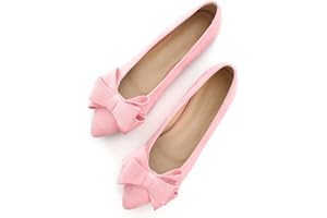 SAILING LU Bowknot Ballet Flats Womens Pointy Toe Casual Flat Shoes Suede Dress Shoes Wear to Work Slip On Moccasins