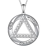 Fuguangju Sobriety Necklace 925 Sterling Silver AA Necklace Sobriety Gifts AA Jewelry Sobriety for Women
