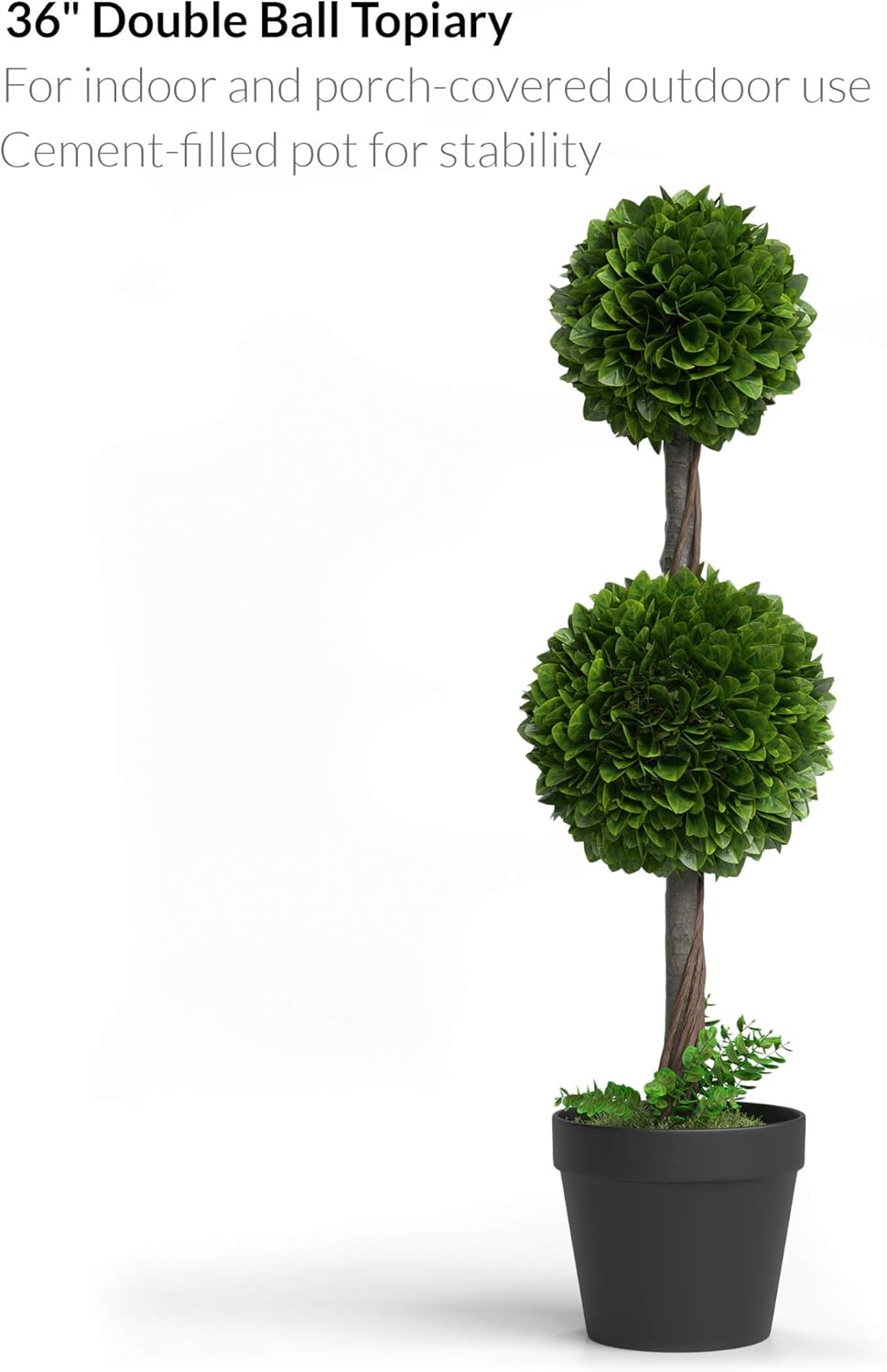 Barnyard Designs 3ft (36”) Artificial Boxwood Topiary Ball Tree, Front Porch Home Decor, Faux Fake Plant Decoration, (Single Tree) -