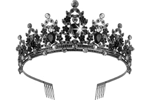 Tiaras for Women, Didder Black Crown Crystal Crowns for Women Princess Crown with Comb, Tiaras for Girls Small Tiara and Crown for Women Bride Wedding Party Prom Birthday Hallowmas