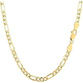 Jewelry Affairs 14k Yellow Gold Hollow Figaro Chain Necklace, 3.5mm