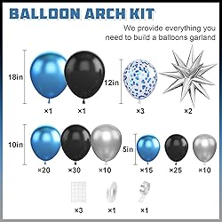 Blue Silver Black Balloon Arch Kit,Balloon Garland