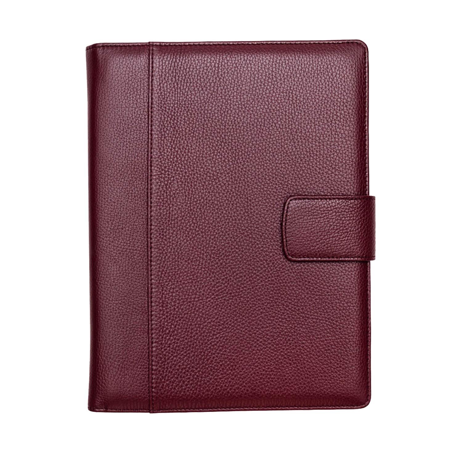 Maruse Italian Leather Organizer Padfolio – Handmade Full-Grain Textured Calf Leather, Spacious & Elegant, Magnetic Closure, Wine