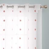Deconovo Eyelet Faux Linen Net Curtains Embroidery Star Voile Curtains 55x102 view 2